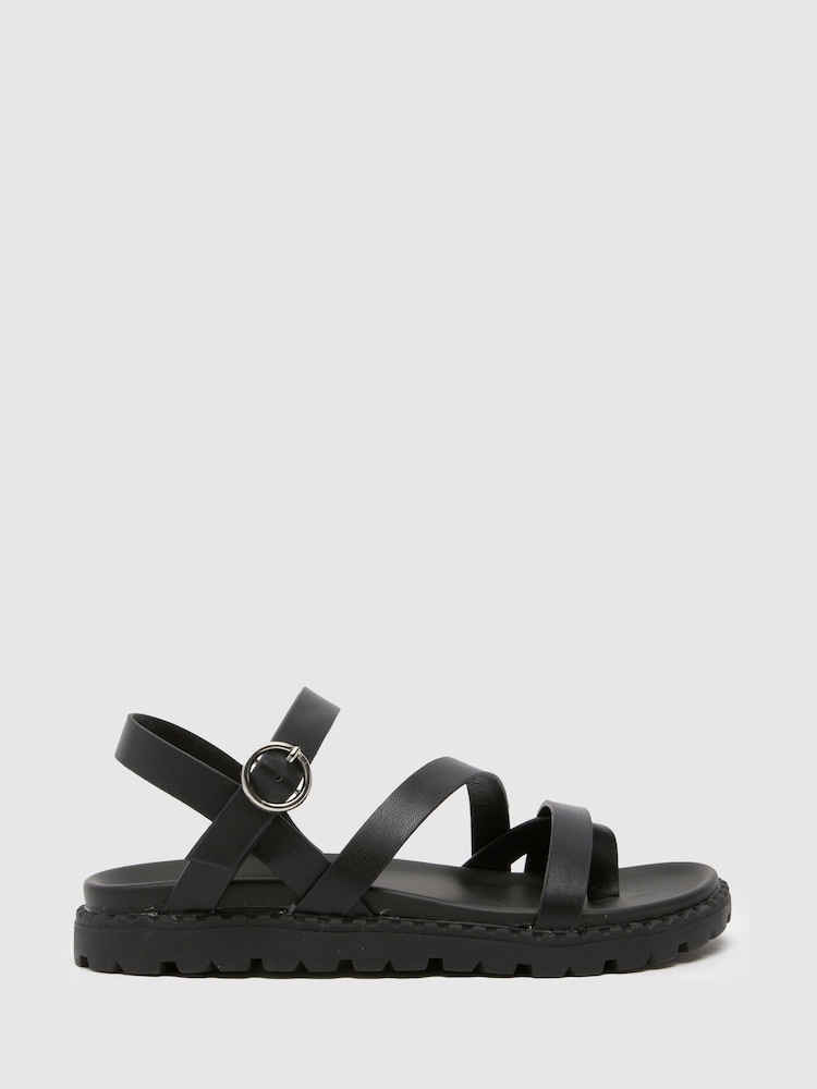 Schuh Trula Strappy Black Sandals - Image 1 of 4