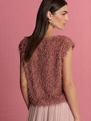 Pink Short Sleeve Fluffy Top - Image 3 of 7