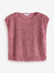 Pink Short Sleeve Fluffy Top - Image 5 of 7