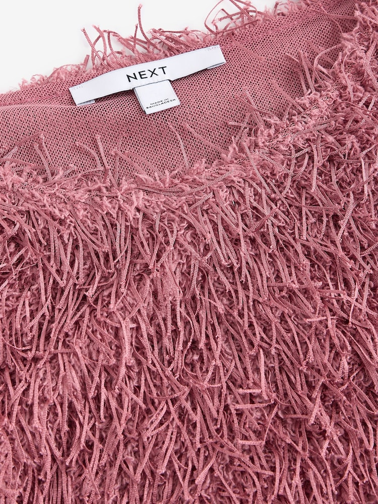 Pink Short Sleeve Fluffy Top - Image 7 of 7