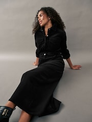Black Corduroy Midi Dress - Image 1 of 7