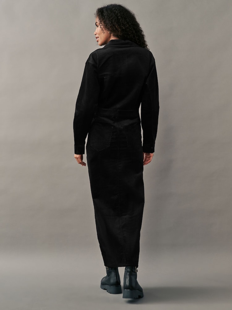 Black Corduroy Midi Dress - Image 2 of 7
