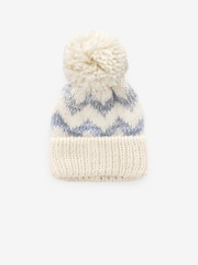 Blue/White Pom Beanie Hat (3-16yrs) - Image 1 of 3