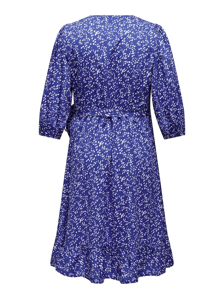 ONLY Curve Blue Polka Dot Print Midi Wrap Dress - Image 8 of 8 ONLY Curve Blue Polka Dot Print Midi Wrap Dress - Image 8 of 8