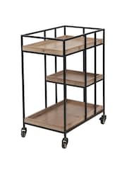 Pacific Natural Brown Wood Veneer and Metal Bar Trolley - Image 2 of 6