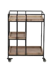 Pacific Natural Brown Wood Veneer and Metal Bar Trolley - Image 3 of 6