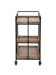 Pacific Natural Brown Wood Veneer and Metal Bar Trolley - Image 4 of 6