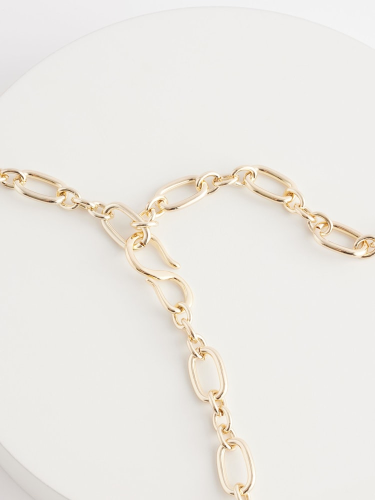 Gold Tone Adjustable Chain Necklace Made With Recycled Steel - Image 4 of 4