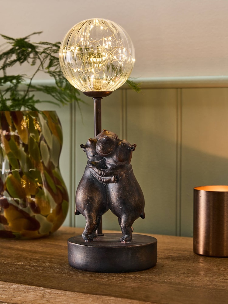 Bronze Dancing Hippos Feature Light - Image 1 of 5