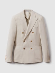 Reiss Stone Belmont Db Double-Breasted Textured Blazer With Wool - Image 2 of 6