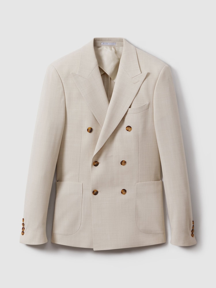 Reiss Stone Belmont Db Double-Breasted Textured Blazer With Wool - Image 2 of 6