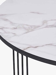 Pacific White and Black Marble Veneer Round Coffee Table - Image 4 of 6