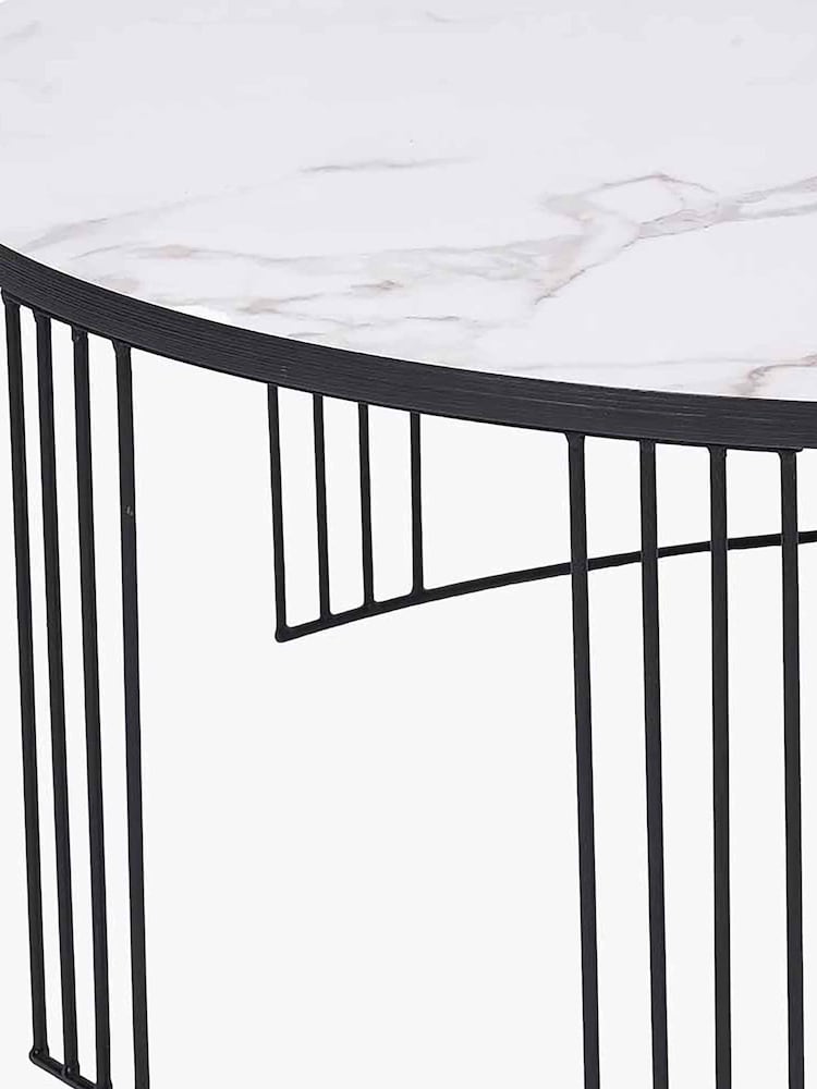Buy Pacific White and Black Marble Veneer Round Coffee Table from