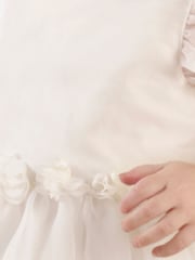 Mamas & Papas 100% Cotton Organza Flower White Dress - Image 4 of 8
