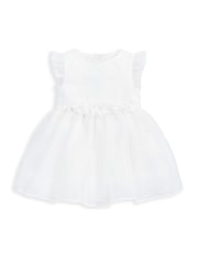 Mamas & Papas 100% Cotton Organza Flower White Dress - Image 8 of 8