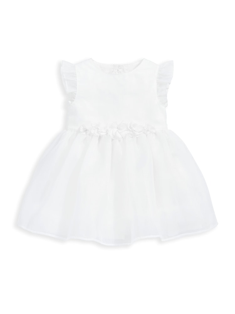 Mamas & Papas 100% Cotton Organza Flower White Dress - Image 8 of 8