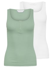 PixieGirl Petite Green Henley Vests 2 Pack - Image 6 of 7