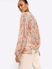 River Island Cream Floral Embroidered Smock Top - Image 2 of 4