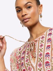 River Island Cream Floral Embroidered Smock Top - Image 3 of 4
