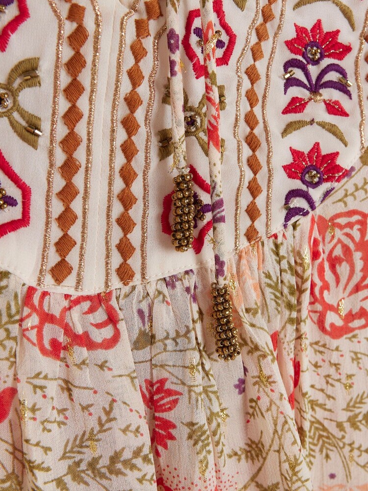 River Island Cream Floral Embroidered Smock Top - Image 4 of 4 River Island Cream Floral Embroidered Smock Top - Image 4 of 4