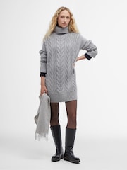 Barbour® Grey Beatrix Cable Knit Roll Neck Dress - Image 1 of 6
