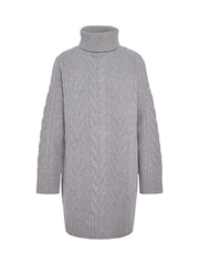 Barbour® Grey Beatrix Cable Knit Roll Neck Dress - Image 6 of 6