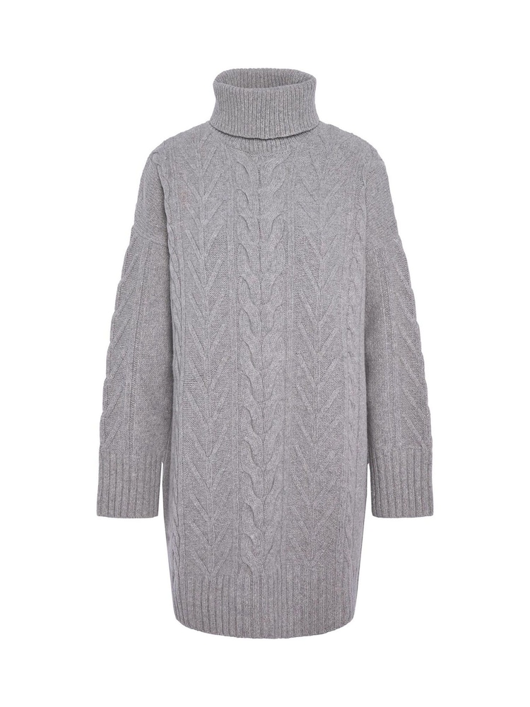 Barbour® Grey Beatrix Cable Knit Roll Neck Dress - Image 6 of 6