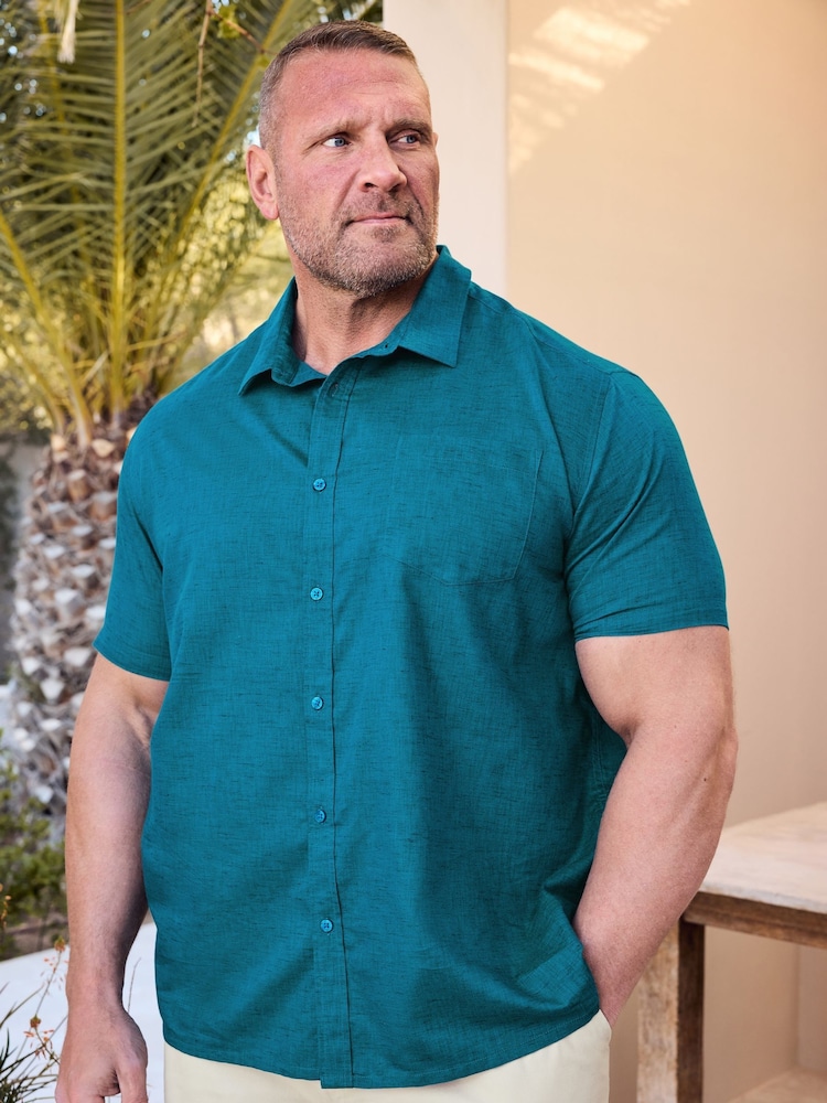 BadRhino Big & Tall Dark Blue Blue Marl Short Sleeve Shirt - Image 1 of 4