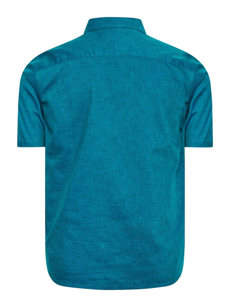 BadRhino Big & Tall Dark Blue Blue Marl Short Sleeve Shirt - Image 4 of 4