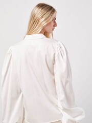 Apricot Cream Statement Sleeve Cotton Modal Shirt - Image 2 of 5