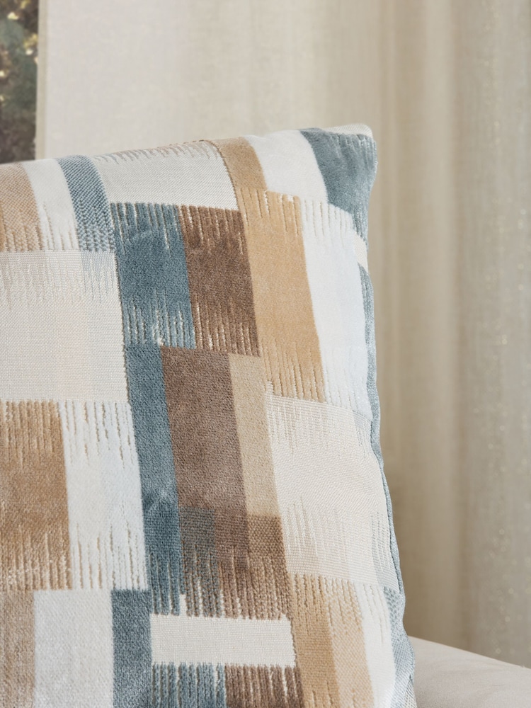 Natural Cut Velvet Retro Etch 59 x 59cm Cushion - Image 2 of 5