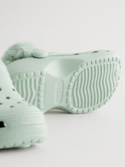 Sage Green Faux Fur Lined Clog Slippers - Image 5 of 5
