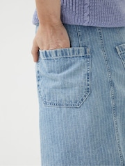 FatFace Athena Blue Stripe Denim Skirt - Image 2 of 5