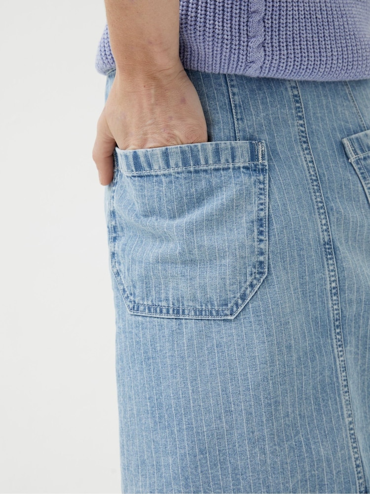 FatFace Athena Blue Stripe Denim Skirt - Image 2 of 5