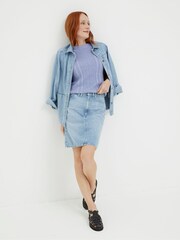 FatFace Athena Blue Stripe Denim Skirt - Image 3 of 5