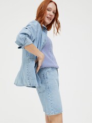 FatFace Athena Blue Stripe Denim Skirt - Image 4 of 5