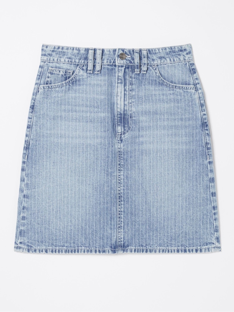 FatFace Athena Blue Stripe Denim Skirt - Image 5 of 5