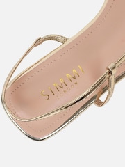 Simmi London Gold Hettie Diamante Flat Sandals - Image 3 of 4