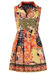 Joe Browns Orange Statement Collar Boho Metallic Thread A Line Tunic 100% Cotton Top - Image 5 of 5