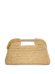 Dune London Natural Elsabeth Raffia Frame Clutch Bag - Image 2 of 7