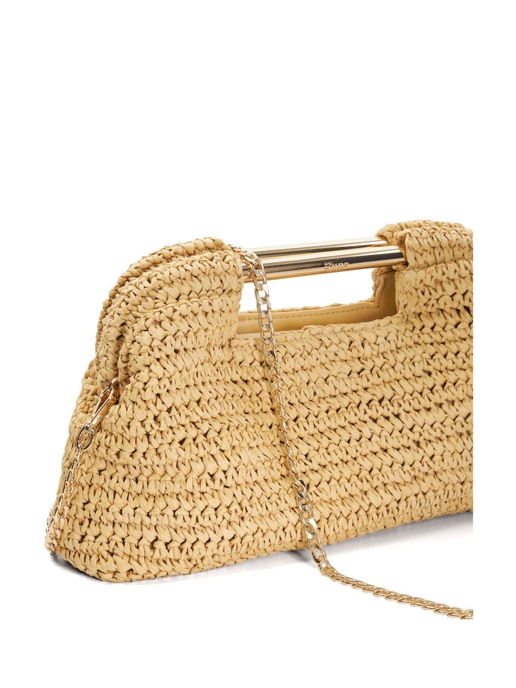 Dune London Natural Elsabeth Raffia Frame Clutch Bag - Image 3 of 7