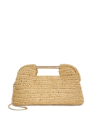 Dune London Natural Elsabeth Raffia Frame Clutch Bag - Image 4 of 7