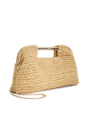 Dune London Natural Elsabeth Raffia Frame Clutch Bag - Image 5 of 7
