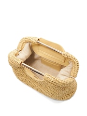 Dune London Natural Elsabeth Raffia Frame Clutch Bag - Image 6 of 7