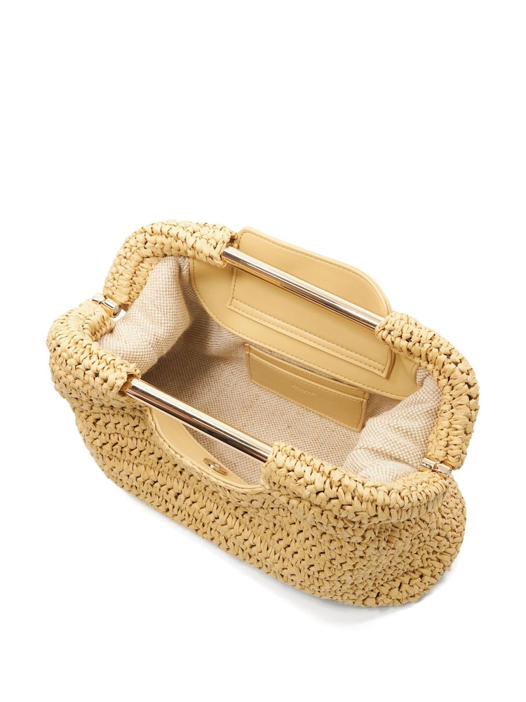 Dune London Natural Elsabeth Raffia Frame Clutch Bag - Image 6 of 7