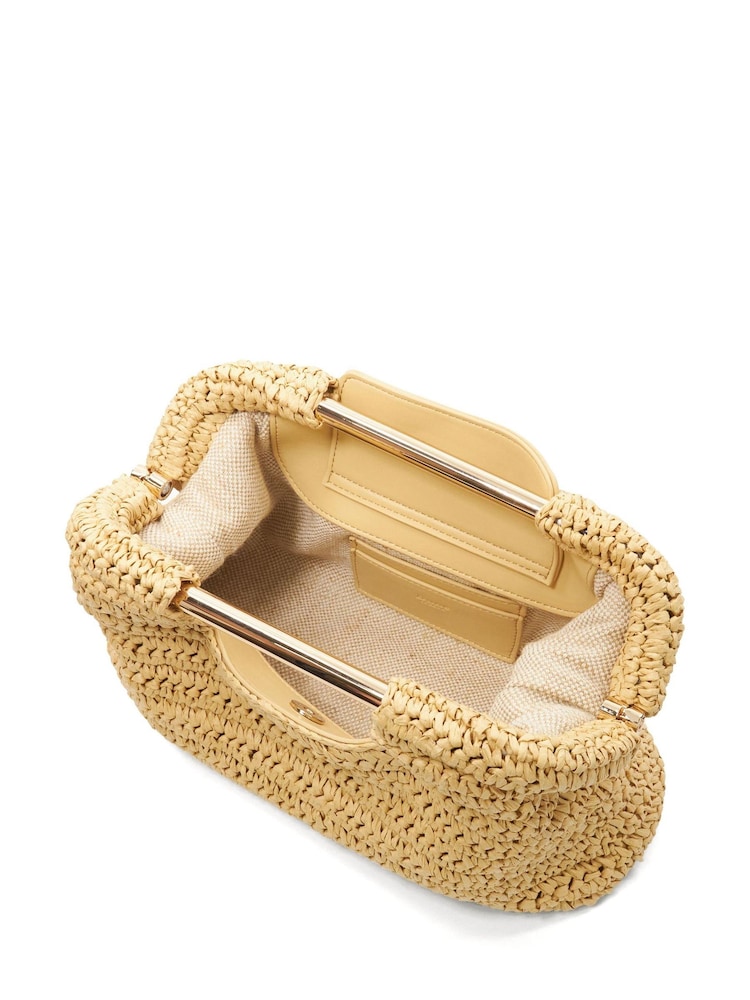 Dune London Natural Elsabeth Raffia Frame Clutch Bag - Image 7 of 7