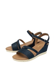 Lotus Blue Open Toe Wedge Sandals - Image 2 of 4