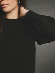 Black Sparkle Sequin Shirt Layer Knitted Jumper - Image 5 of 9