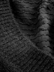 Black Sparkle Sequin Shirt Layer Knitted Jumper - Image 8 of 9