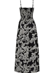 Pour Moi Black Paisley Strapless Shirred Bodice Woven Maxi Beach Dress - Image 4 of 4